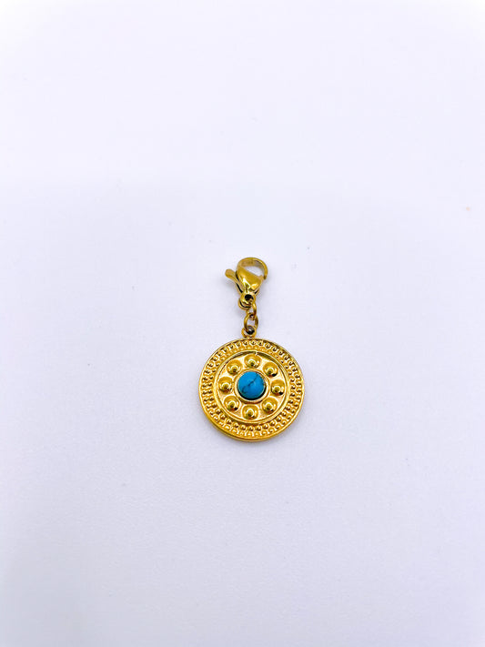 CHARMS MÉDAILLON AVEC PIERRE TURQUOISE